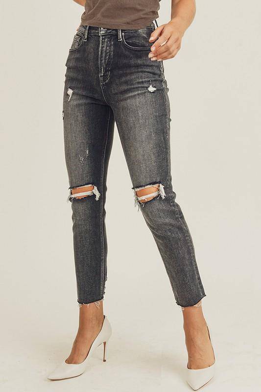Risen High Rise Relaxed Fit Skinny Slim Straight Jeans